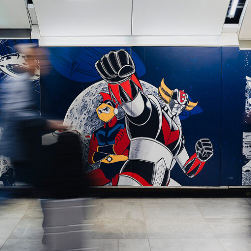 Fresque Goldorak dans le métro parisien.